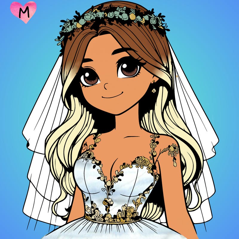 realistic girl in a wedding dress