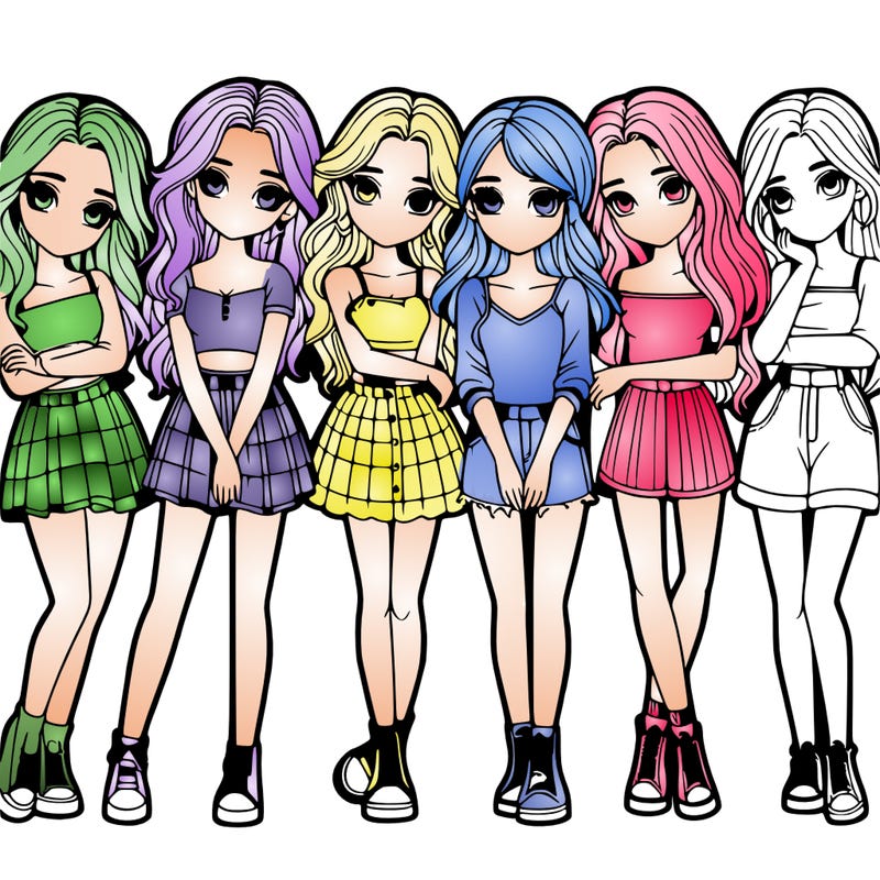 a group of girls realistic