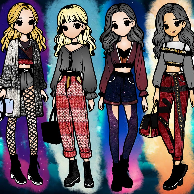 4 realistic girls with fashion