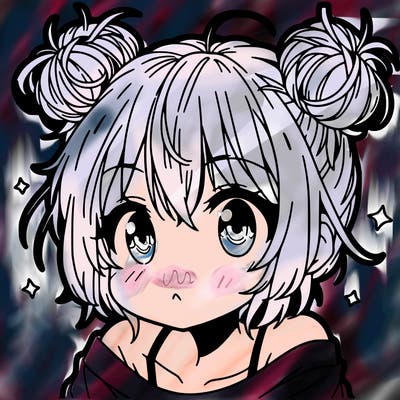 a manga girl with messy small buns