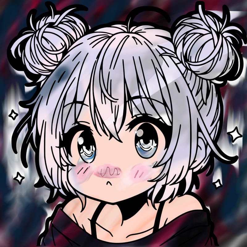 a manga girl with messy small buns