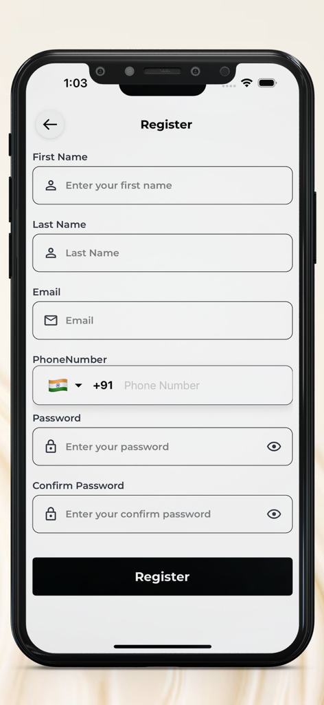 The Baking Tools - Registration form for The Baking Tools mobile app