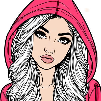 realistic beautiful girl with a hood on
