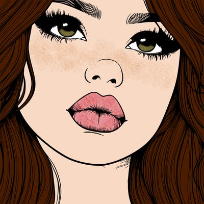 really realistic girl with lips