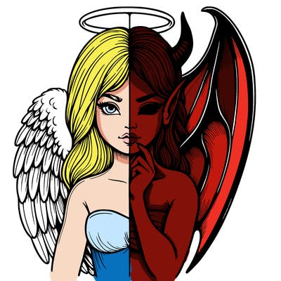 realistic angel half demon