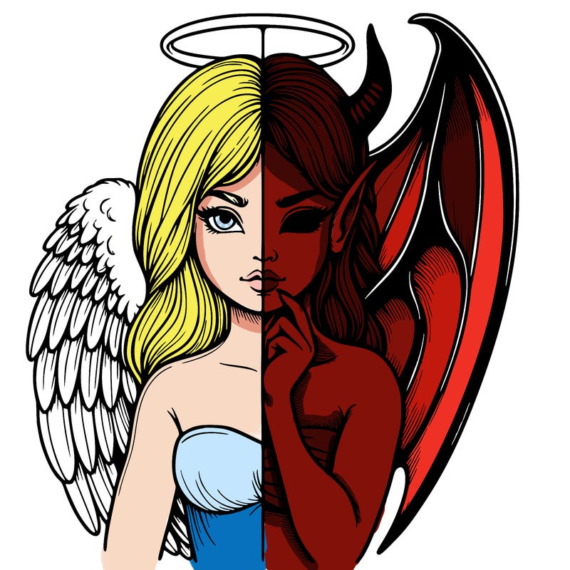 realistic angel half demon