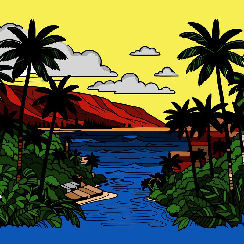 view of the ocean in hawaii lots of palm trees and beautiful view