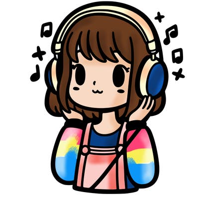 girl with short hair listening to music