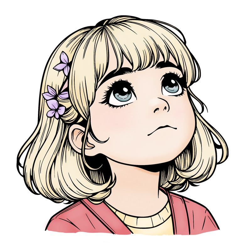 realistic girl looking up