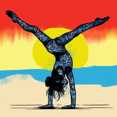 realistic gymnastic hand stand girl in four splits