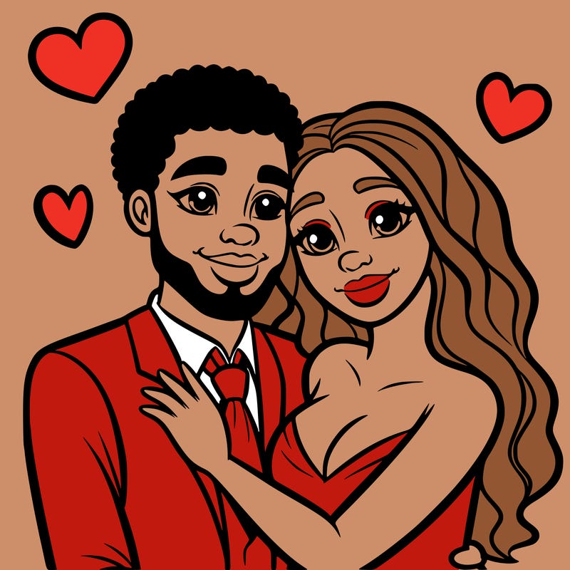 black man and white women in love realistic