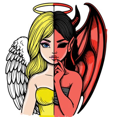 realistic angel half demon