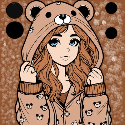 realistic girl in a animal pjs hoodie
