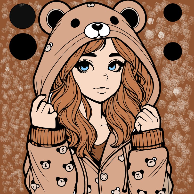 realistic girl in a animal pjs hoodie