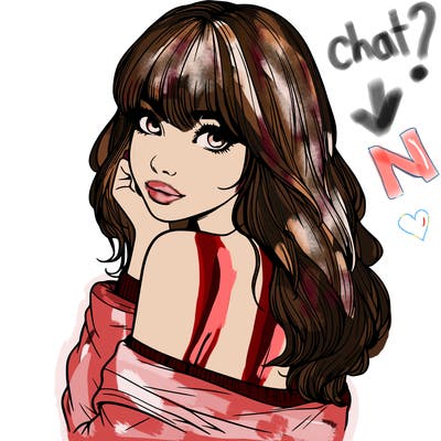 realistic girl with bangs looking over her shoulder