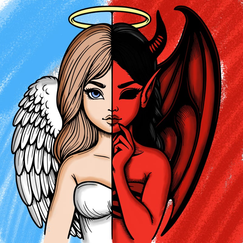 realistic angel half demon