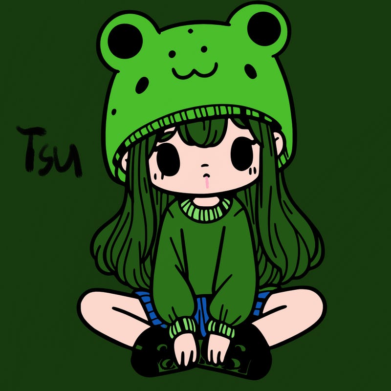 a girl wearing a frog hat and some frog socks