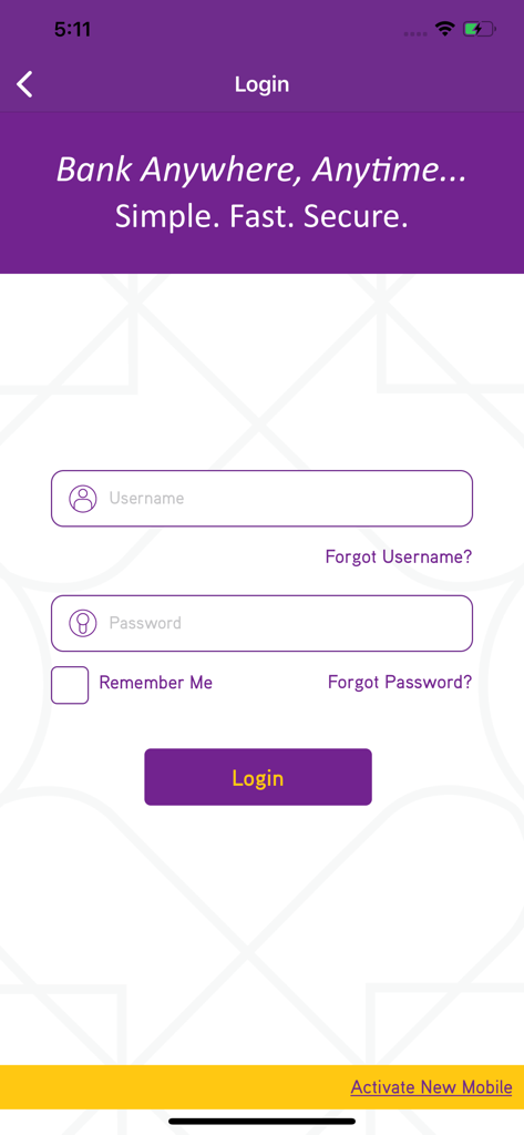 Bank Nizwa mobile app login interface with fields for username and password