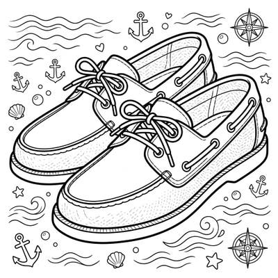Embark on a creative journey with this delightful boat shoes coloring page, perfectly designed for seniors. Enjoy large print and clear lines as you bring a touch of nautical fashion to life with calming colors.