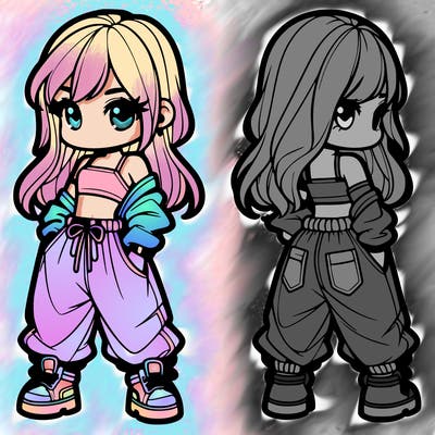 girl in crop top and baggy pants