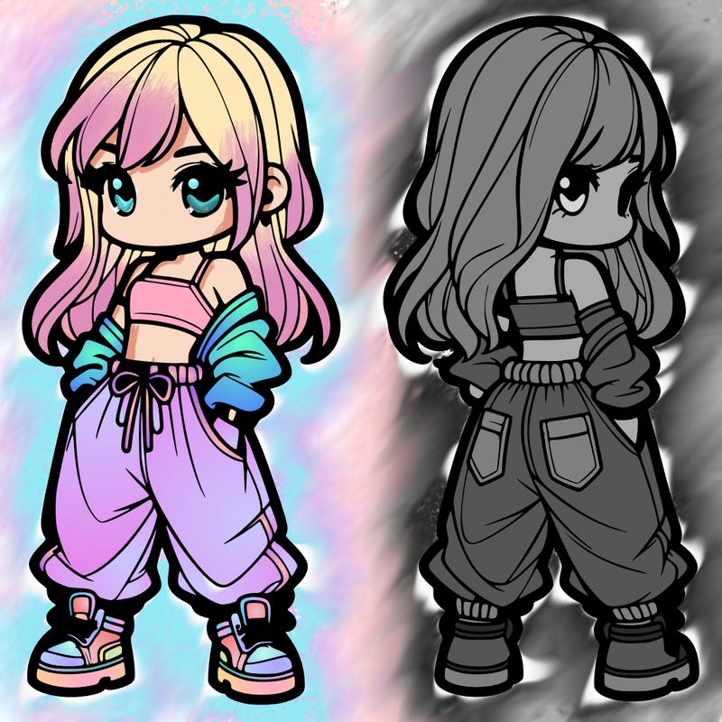 girl in crop top and baggy pants