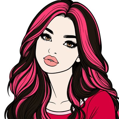 realistic girl with hair on her hair and lips