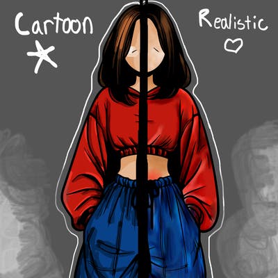 realistic girl faceless with baggy pants and a crop top