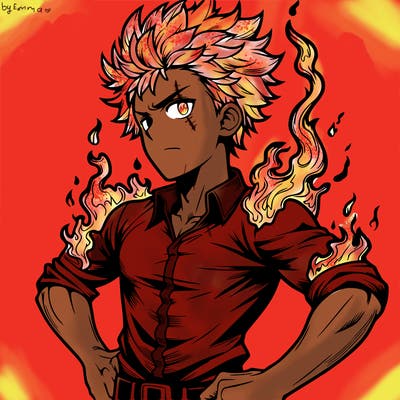 realistic manga man of fire