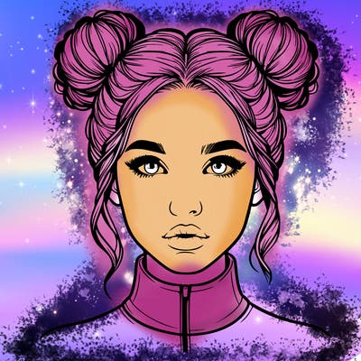 realistic woman that has space buns