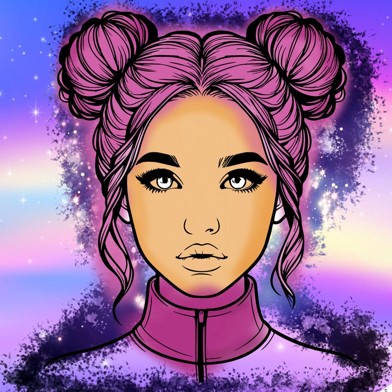 realistic woman that has space buns