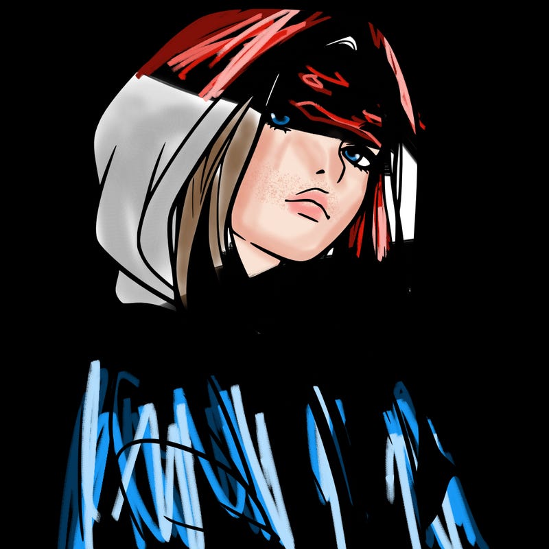 a realistic girl in a hoodie