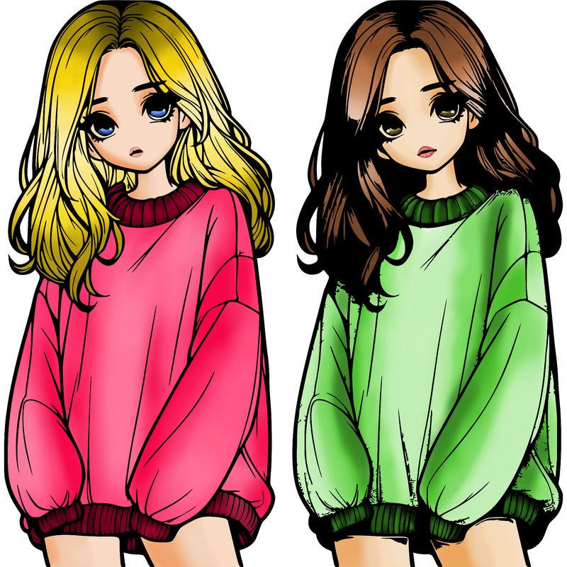 realistic girl with baggy sweater