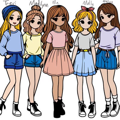 a group of five girls