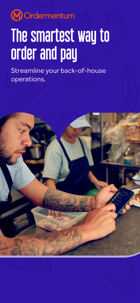 A chef using the Ordermentum app to manage back of house orders on a smartphone