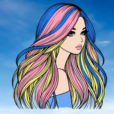 realistic girl with long realistic hair