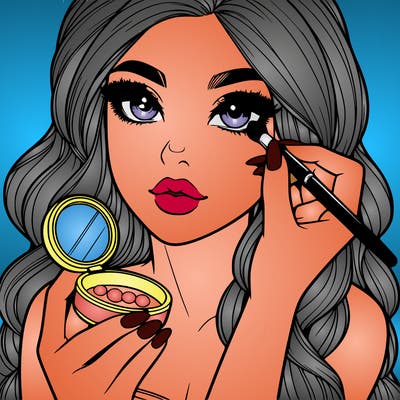 realistic girl doing makeup