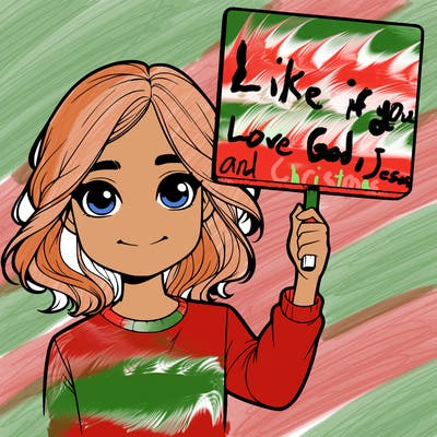 realistic girl holding up a sign