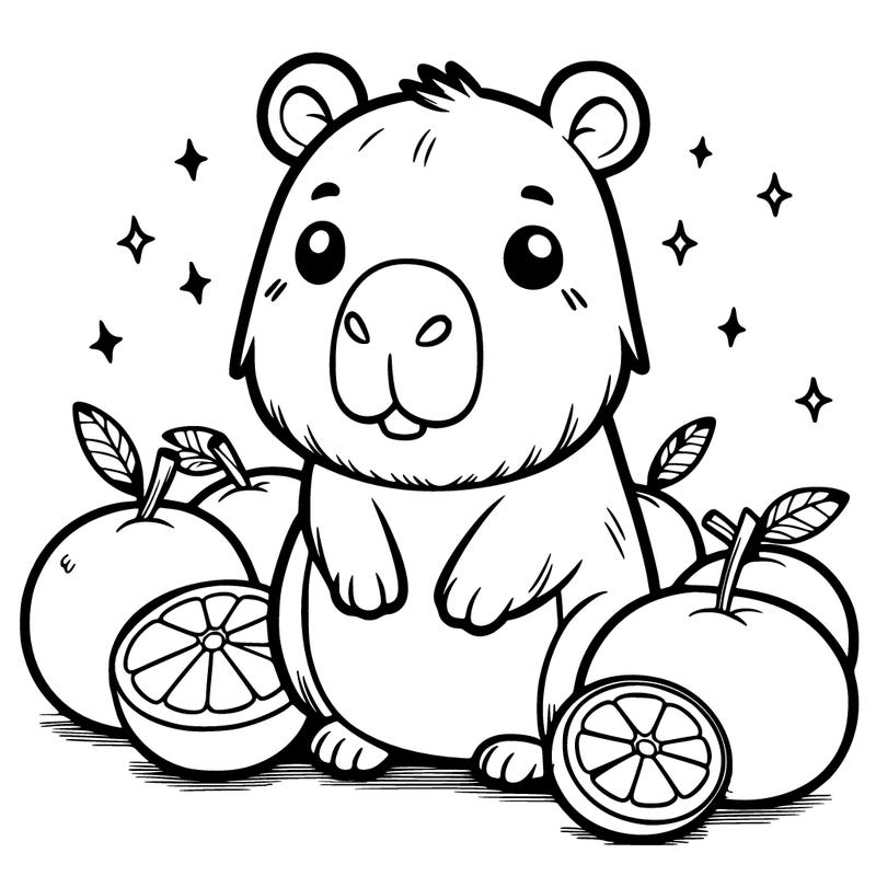 capybara plushie with oranges around it