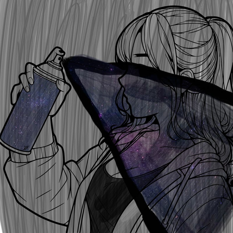 a realistic girl spray, painting