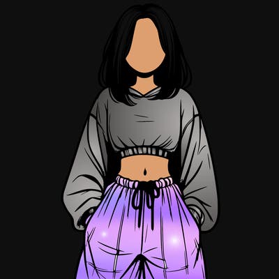 realistic girl faceless with baggy pants and a crop top