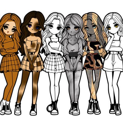 a group of girls realistic