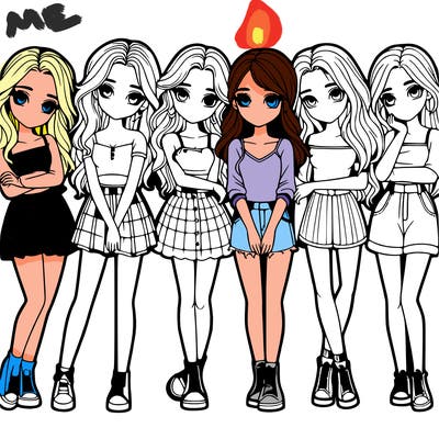 a group of girls realistic