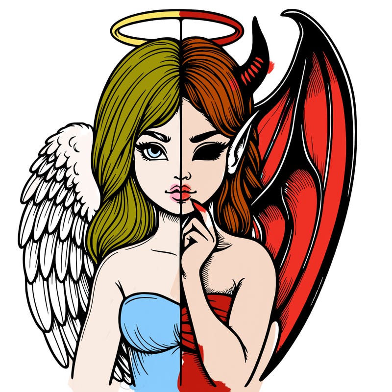 realistic angel half demon