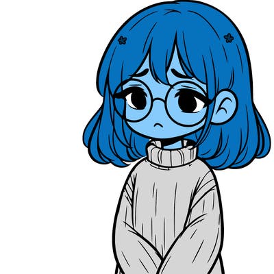 sad girl with glasses in a sweater