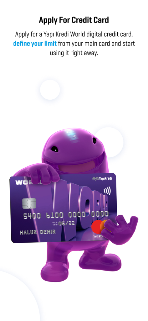 Yapı Kredi Mobile - Beantragen Sie eine Yapı Kredi World Digital-Kreditkarte in der mobilen App