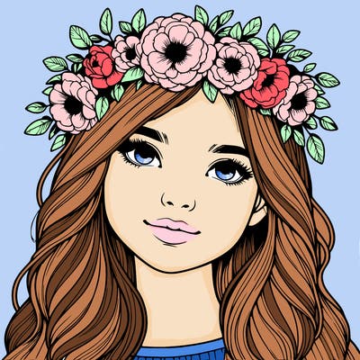 realistic girl with flower crown