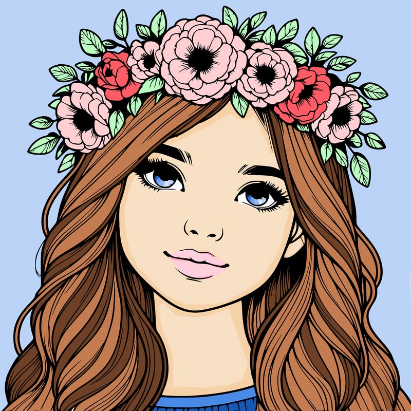 realistic girl with flower crown