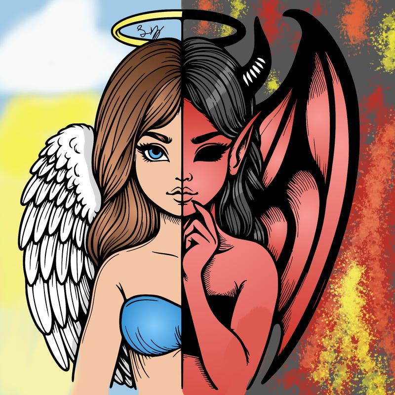 realistic angel half demon