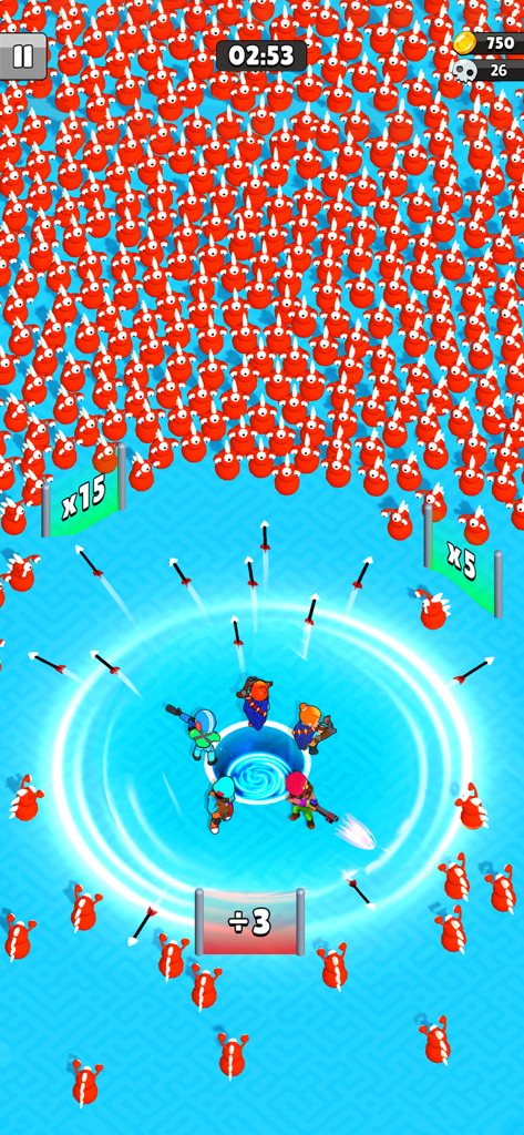 Survive Squad - A squad of heroes defending against a massive swarm of red aliens in Survive Squad