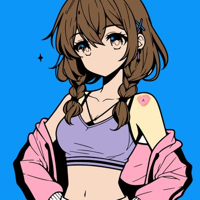 anime girl wearing crop top